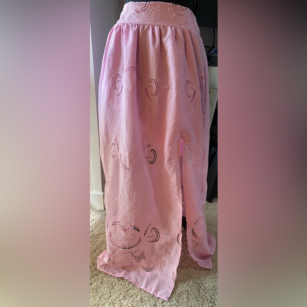 Elegant Pink Embroidered Skirt